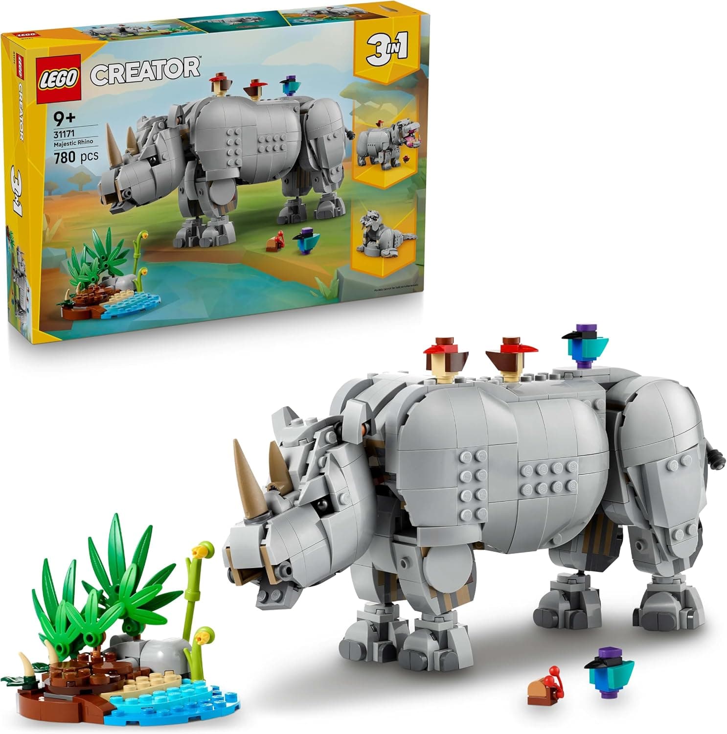 LEGO Creator 3ü 1 Arada Muhteşem Gergedan ile Kuşlar 31171