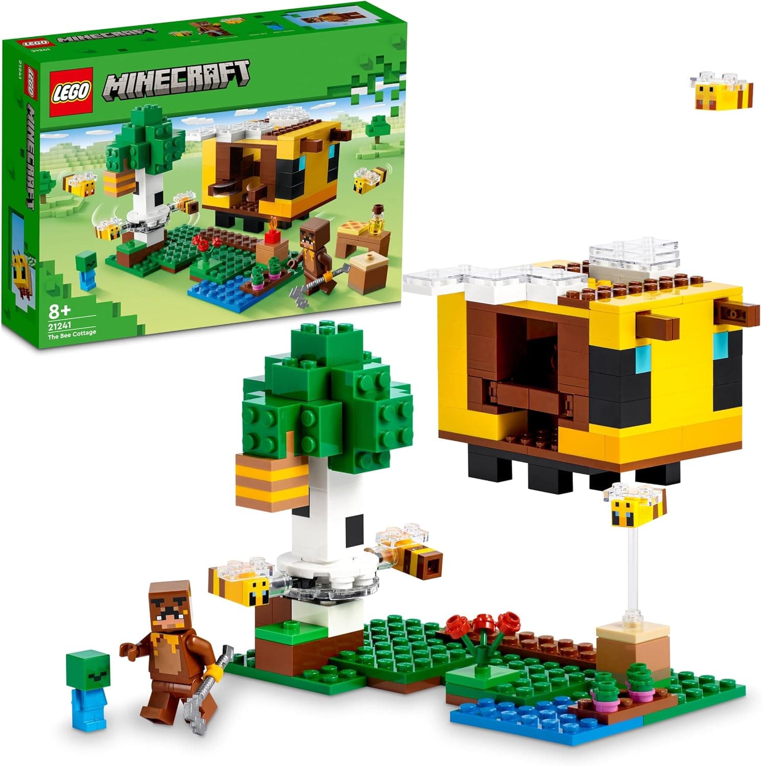 LEGO® Minecraft® Arı Evi 21241-8 Yaş ve Üzeri Çocuklar için Arı Çiftliği ve Arı Kovanı İçeren Oyuncak Yapım Seti (254 Parça)