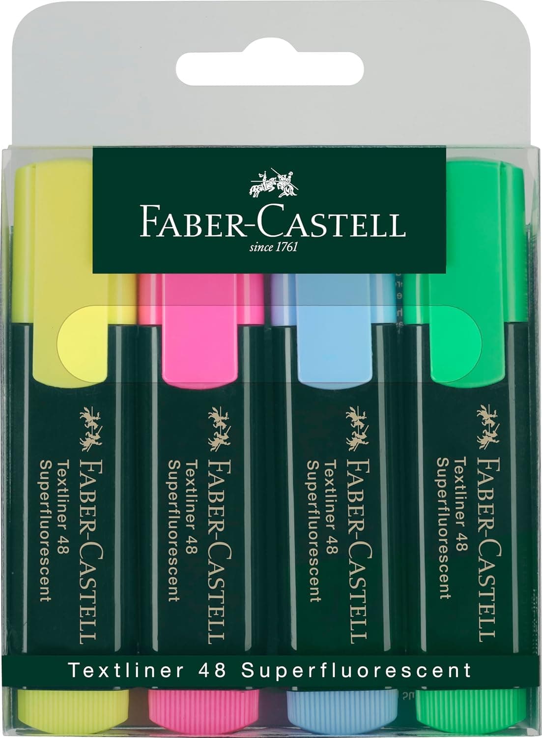 Faber-Castell Textliner 48 İşaretleme Kalemi, 1 - 5 Mm, 4Lü Kutu, İçerik: Her Biri 1 X Sarı, Pembe, Mavi, Yeşil