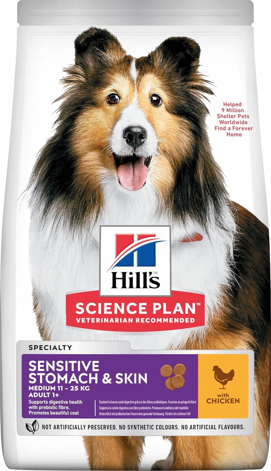 Hills SCIENCE PLAN Hassas Deri & Mide Yetişkin Orta Irk Tavuklu Köpek Maması 14 kg