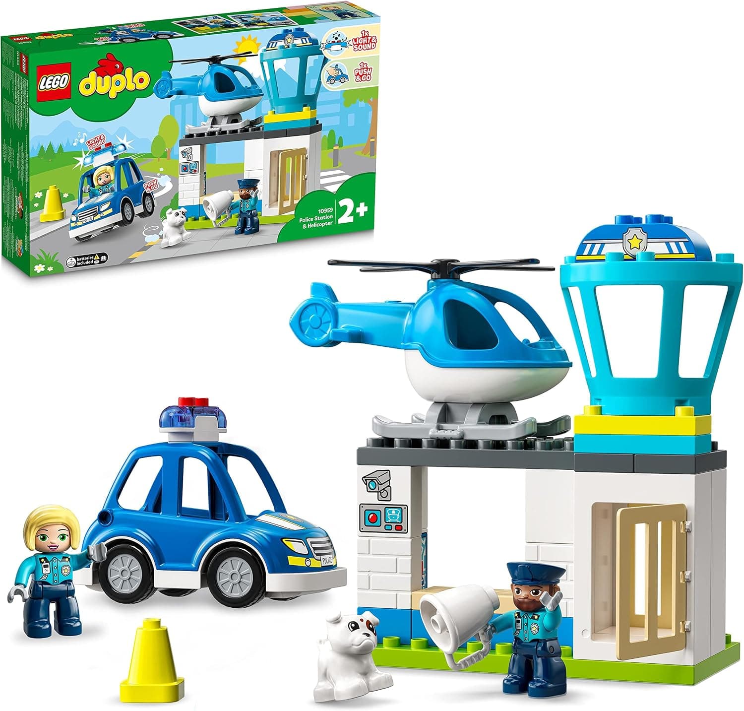 LEGO® DUPLO® Kurtarma Polis Merkezi ve Helikopter 10959-2 Yaş ve Üzeri için Polis Arabası ve Helikopter İçeren Oyuncak Yapım Seti (40 Parça)