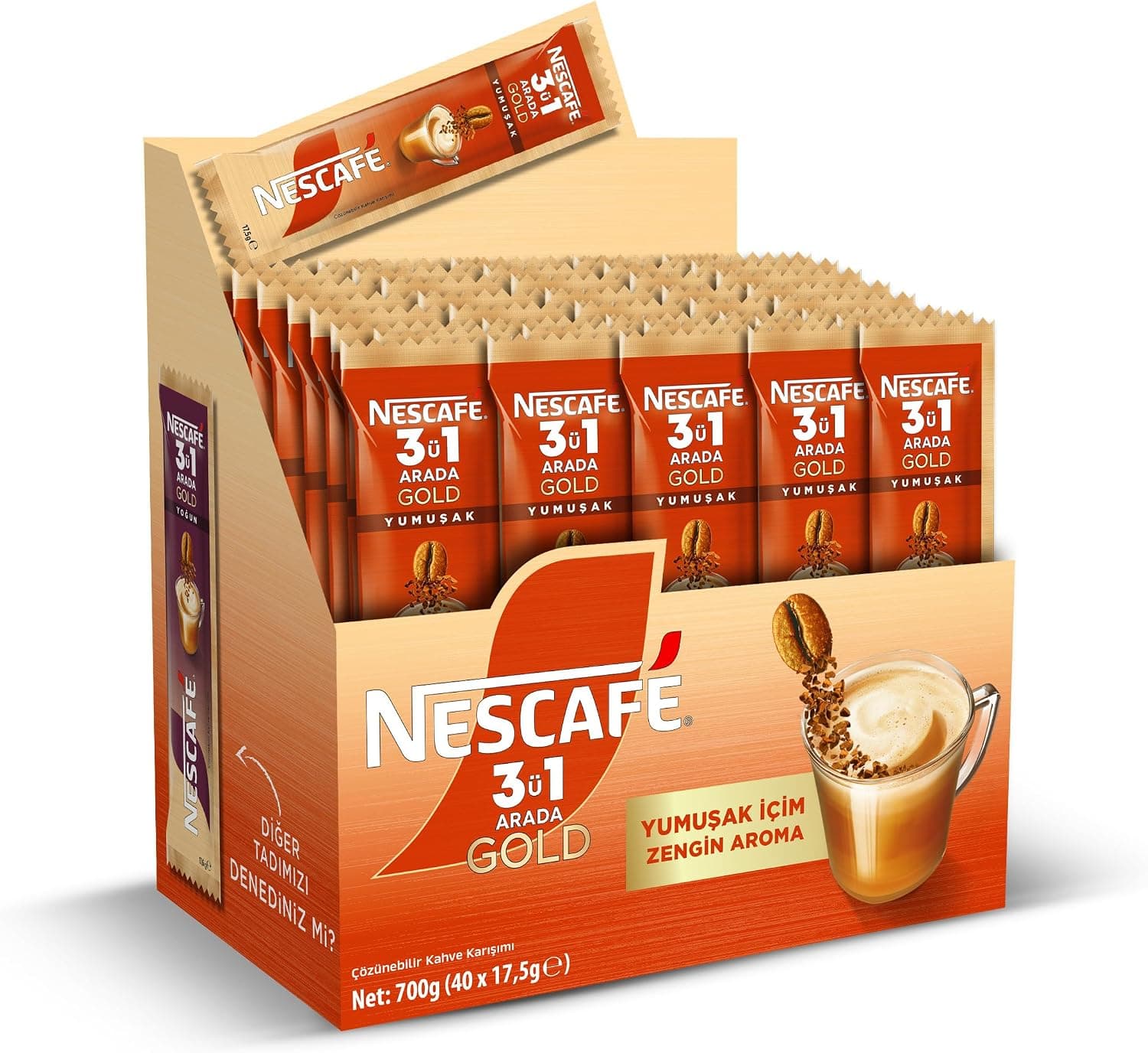 Nestle Nescafe 3ü1 Arada Gold Yumuşak 40lı Çoklu Paket 40x 17,5 g