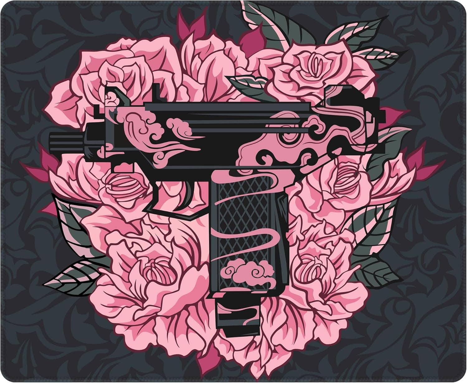 Porge Lingyun Special Edition 480x400x4 mm E-Sports Oyuncu Mouse Pad (Black Uzi, Kalınlık: 4mm)