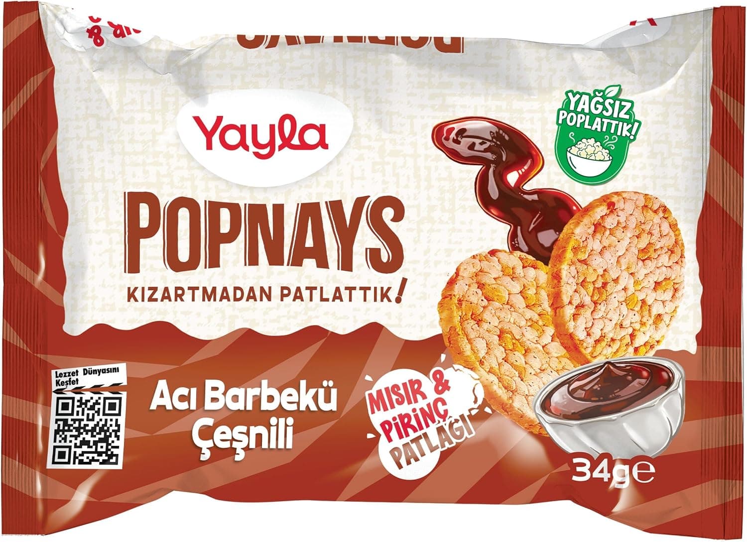 Yayla Popnays Acı Barbekü Mısır ve Pirinç Patlağı 4lü 34 Gram
