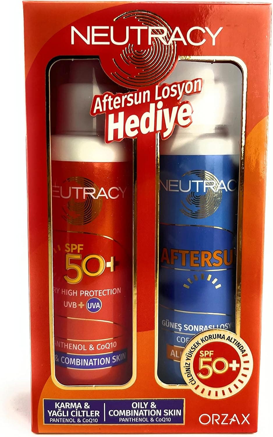 Orzax Neutracy Güneş Koruyucu Set Karma & Yağlı Ciltler İçin - Güneş Kremi SPF50+ 150 ml + After Sun Losyon 150 ml