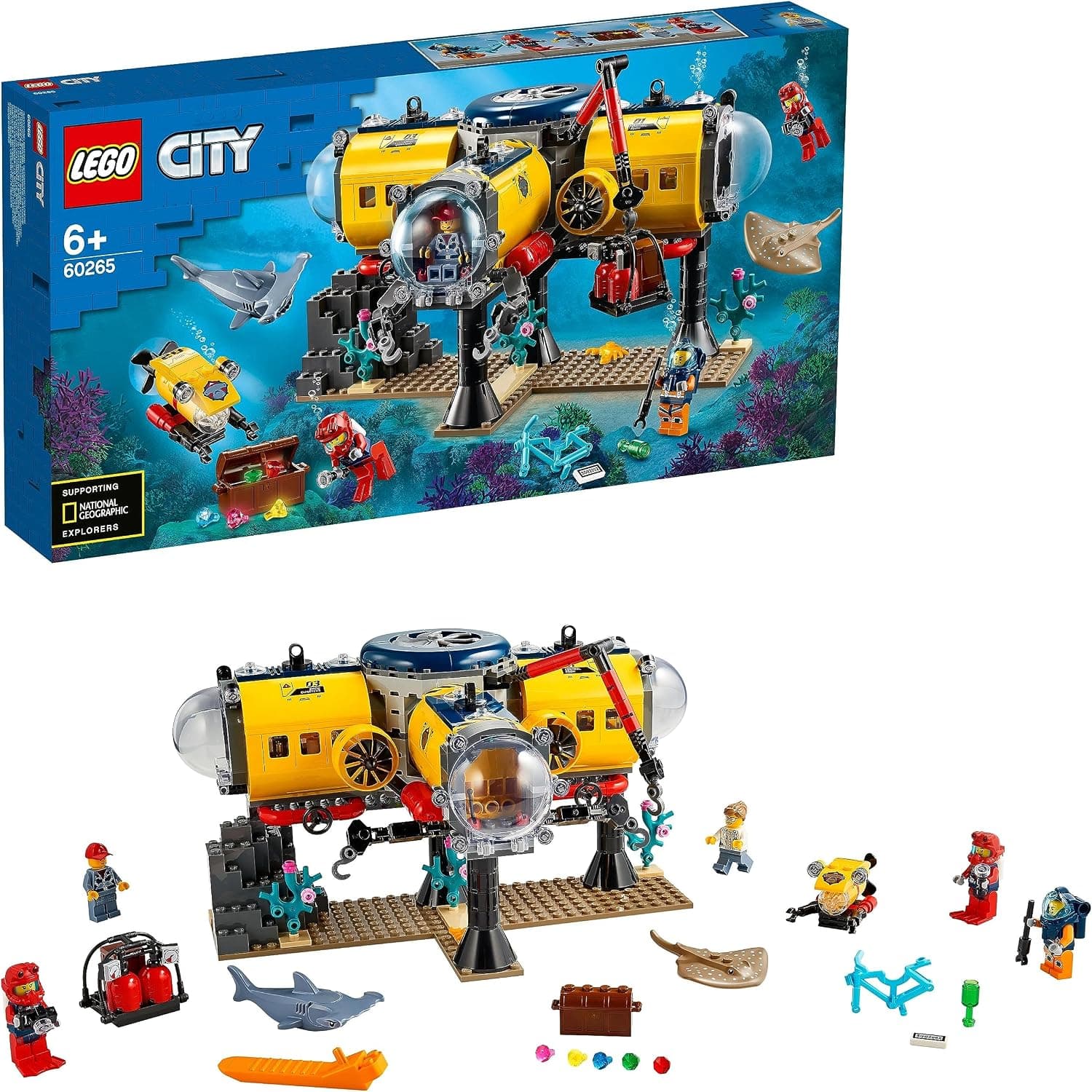 LEGO City Okyanus Keşif Üssü 60265, Su Altı Üssü ve Denizaltı, Çocuklar için LEGO Yapım Setleri (497 Parça)