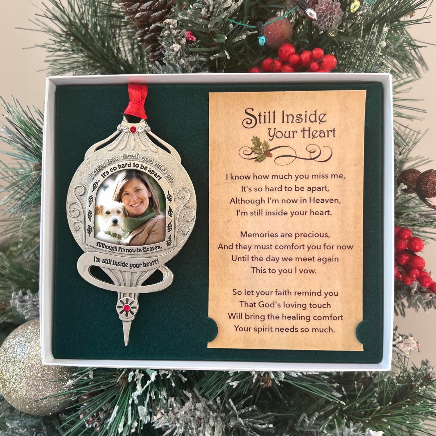 Anıt Fotoğraf Çerçevesi Süsü - Still Inside Your Heart, Noel Anıtı Süsleri, 1 1/5-İnç Fotoğraf, Abbey & CA Gift