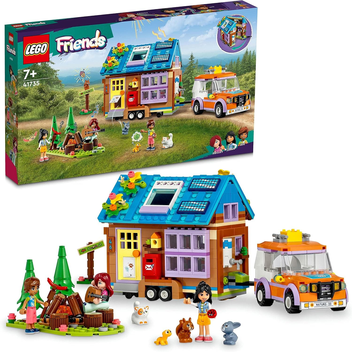 LEGO® Friends Mobil Küçük Ev 41735-7 Yaş ve Üzeri Çocuklar için 3 Mini Bebek ve Evcil Hayvan Karakterleri İçeren Yaratıcı Oyuncak Yapım Seti (785 Parça)