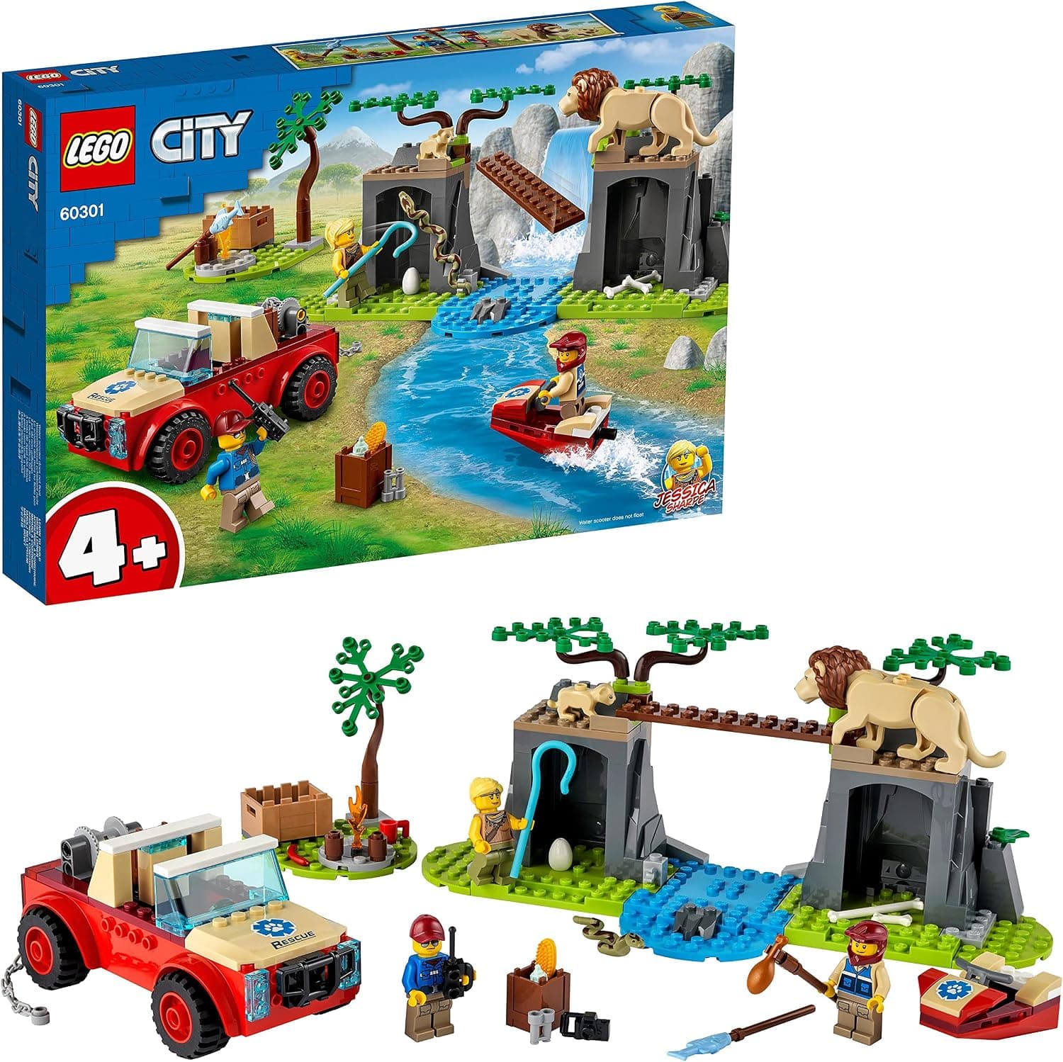 LEGO® City Vahşi Hayvan Kurtarma Jipi 60301 Hayvan Seven Çocuklar için Çizgi Dizi Karakteri içeren Yaratıcı Oyuncak Yapım Seti (157 Parça)