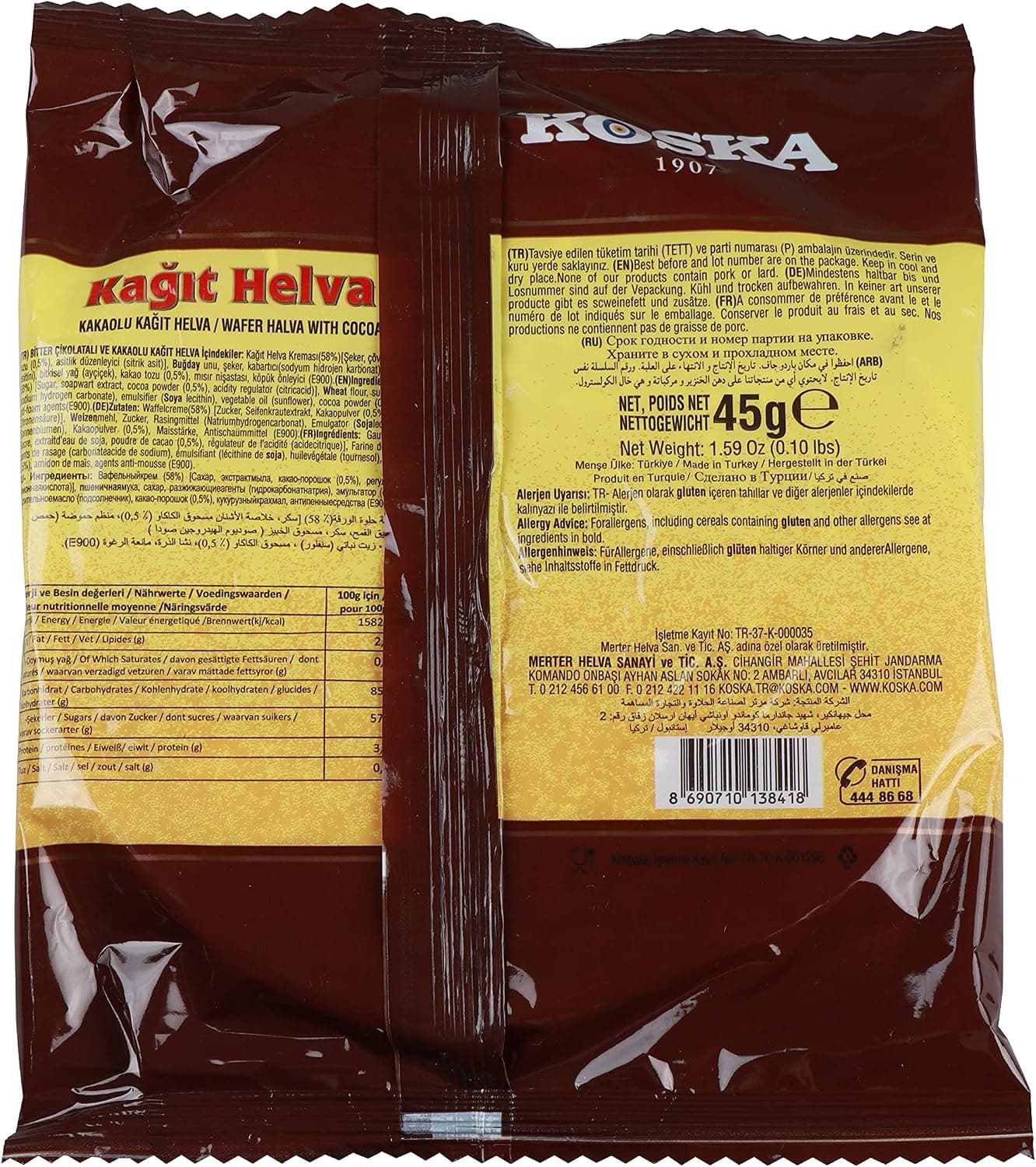 Koska 45 g Çikolatalı Kağıt Helva