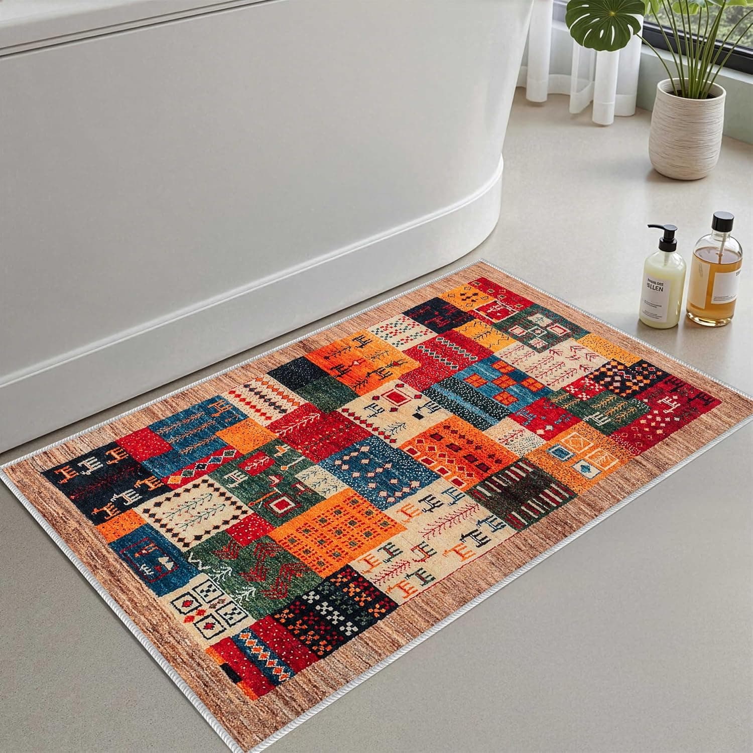 Monnhein Banyo Paspası, Yumuşak Banyo Halısı, Kaymaz Dot Tabanlı, Su Emici, Makinede Yıkanabilir - 60 x 100 cm