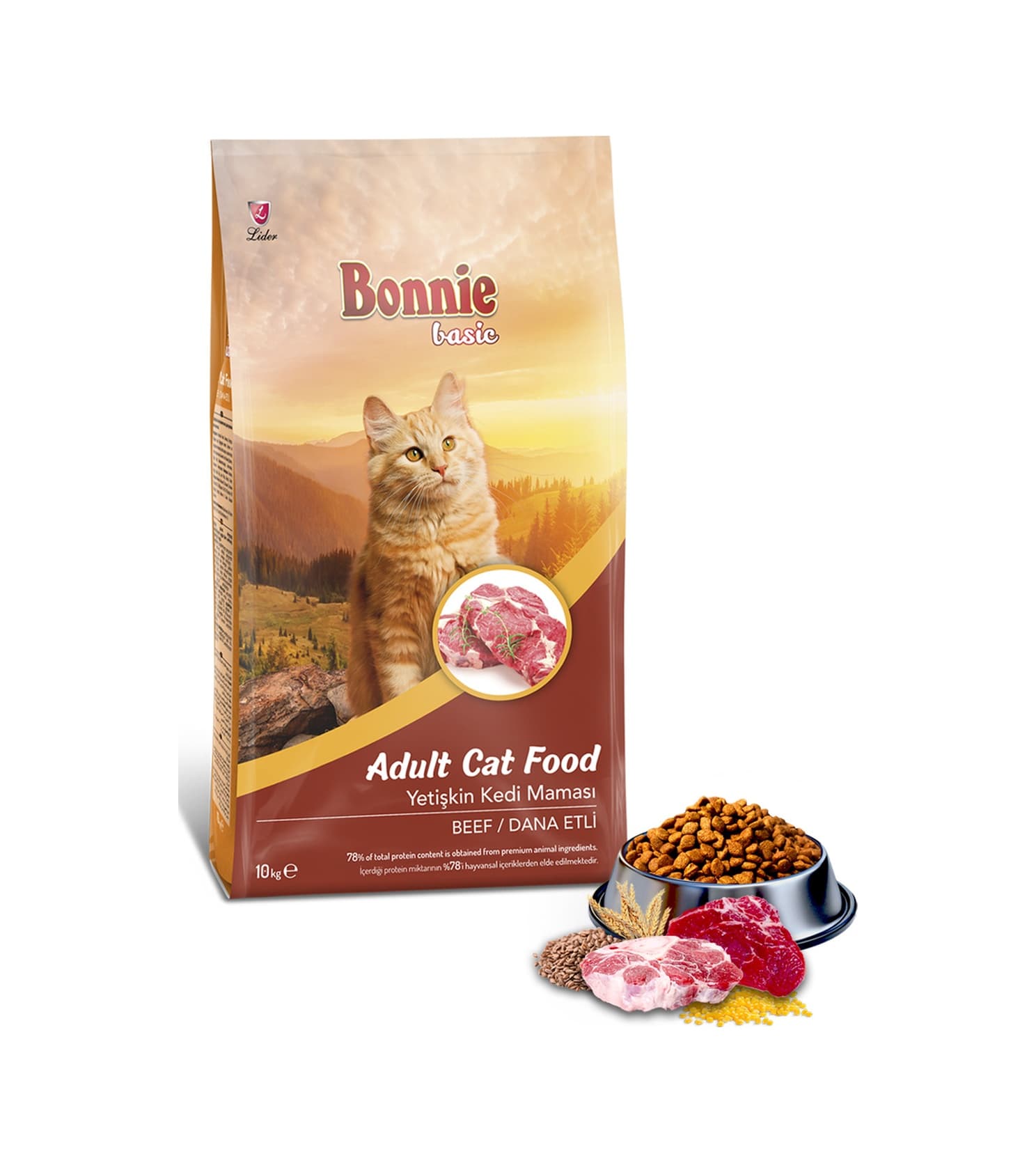 Bonnie Sığır Etli Yetişkin Kedi Maması 10 KG