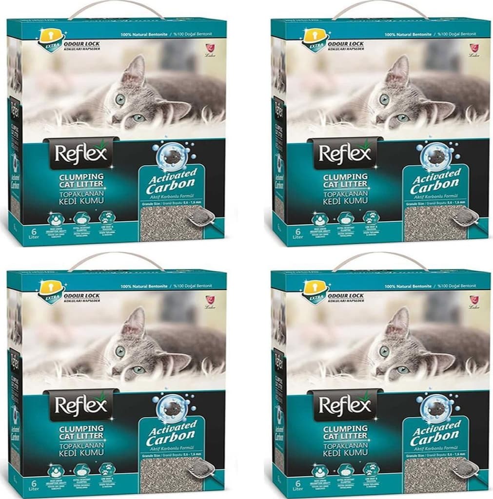 Reflex Aktif Karbonlu Topaklaşan Bentonit Kedi Kumu 4 x 6 L