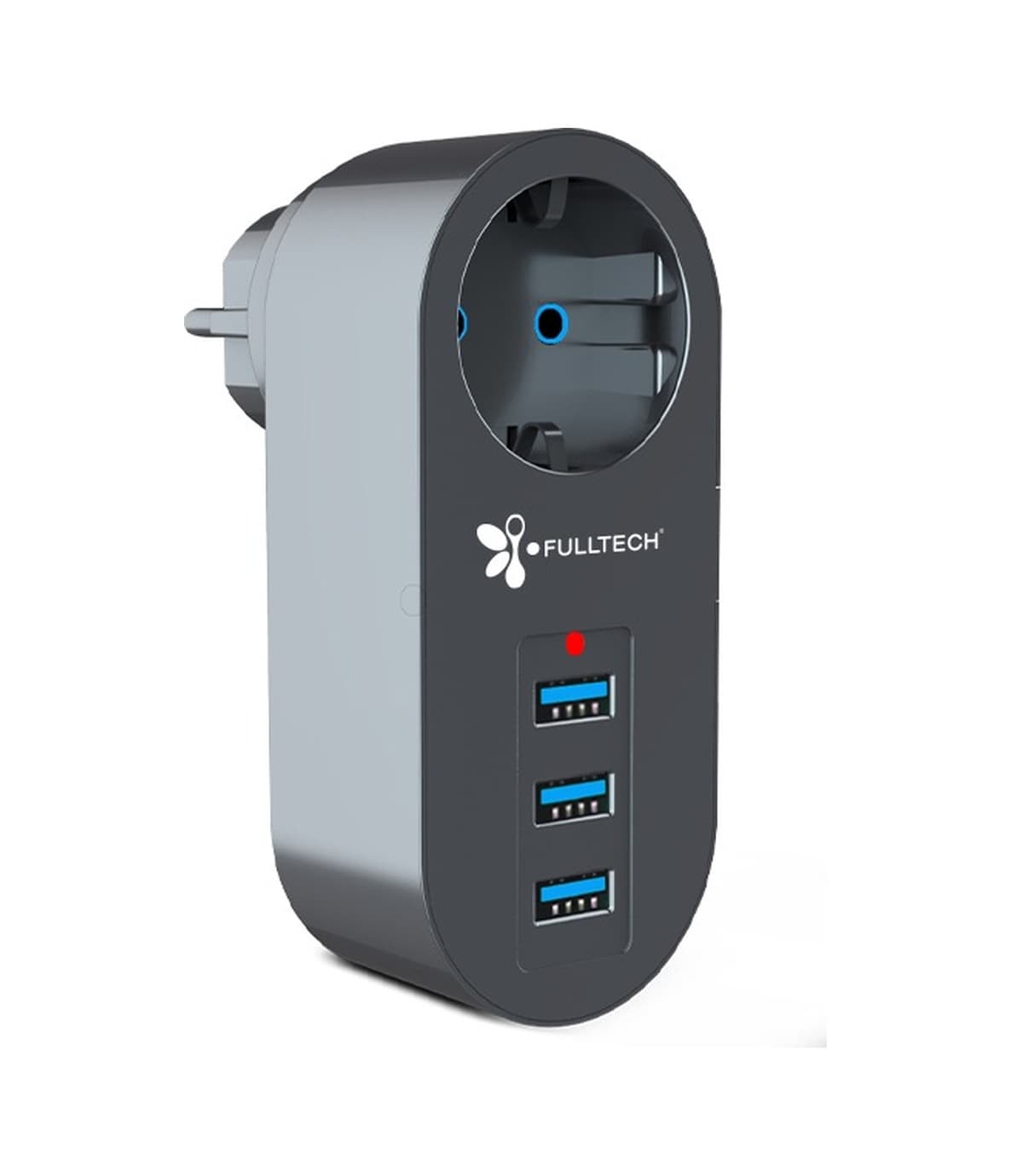 Fulltech FTR-07 3xUSB Akıllı Termal Akım Korumalı Priz Siyah