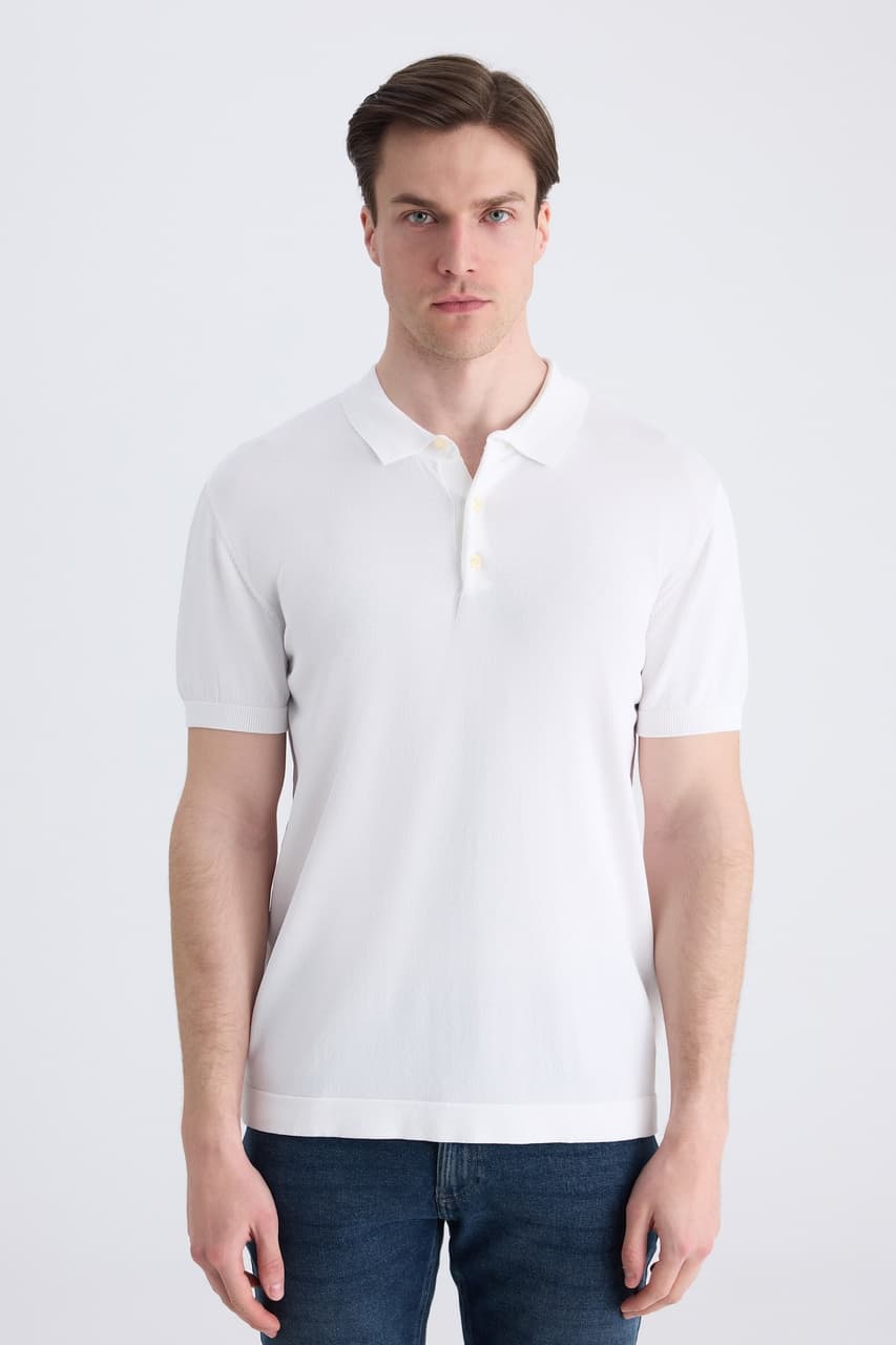 D's Damat Ds Damat Slim Fit Beyaz Düz Örgü Yazlık Rayon Triko T-shirt 4hf069421001m 801
