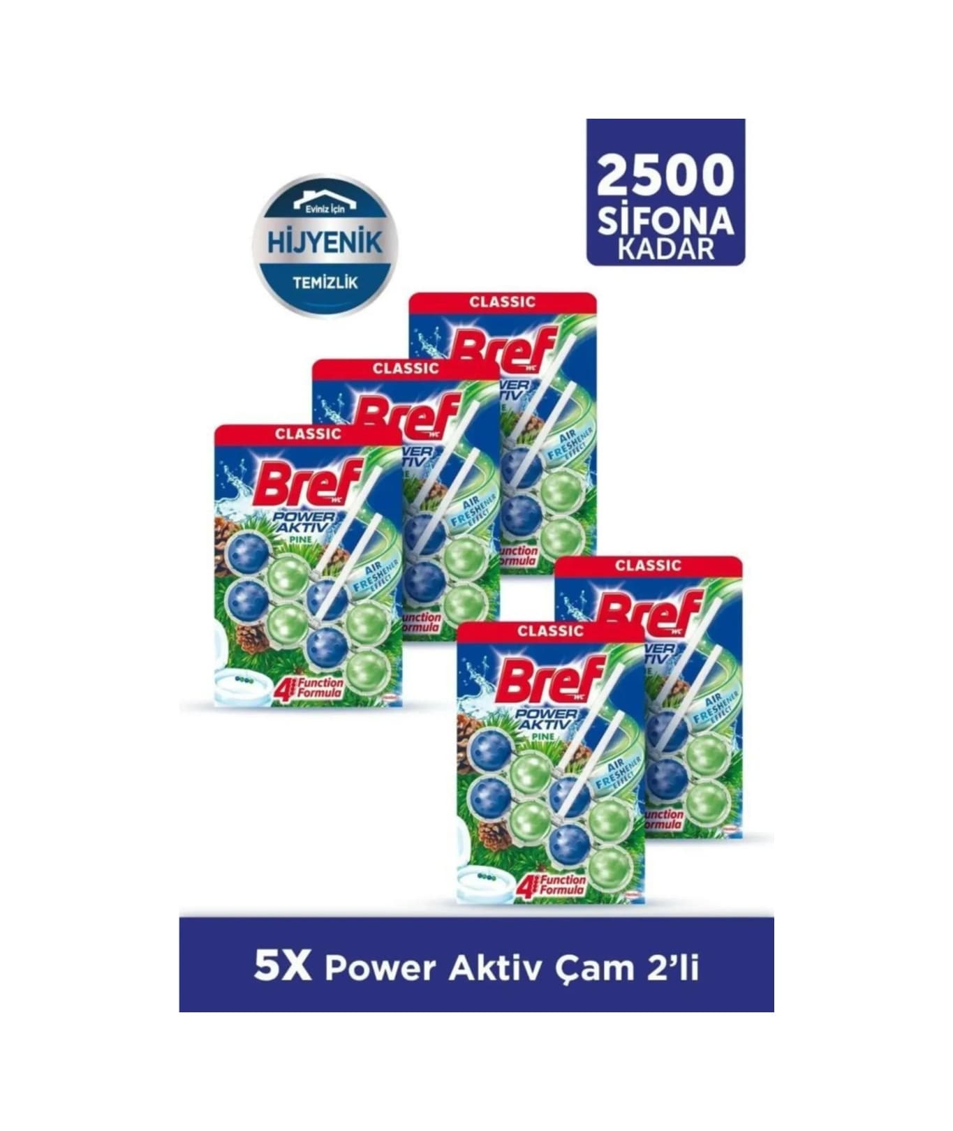 Bref WC Power Aktiv Duopack Katı Tuvalet Bloğu Çam 5 x 2'li Paket