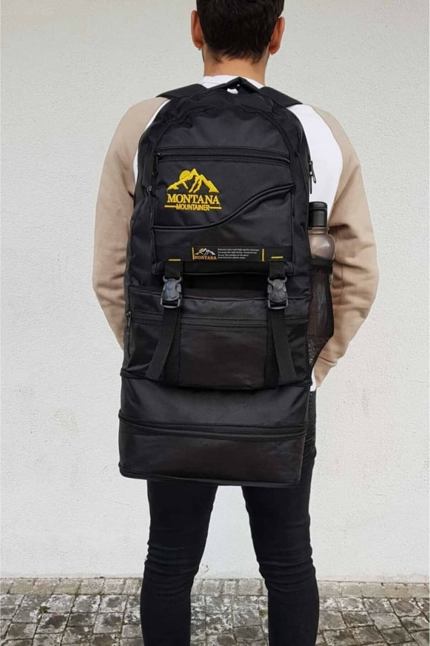 Montana Mountainer 80l Siyah Çift Körük Su Geçirmez Sırt Çantası