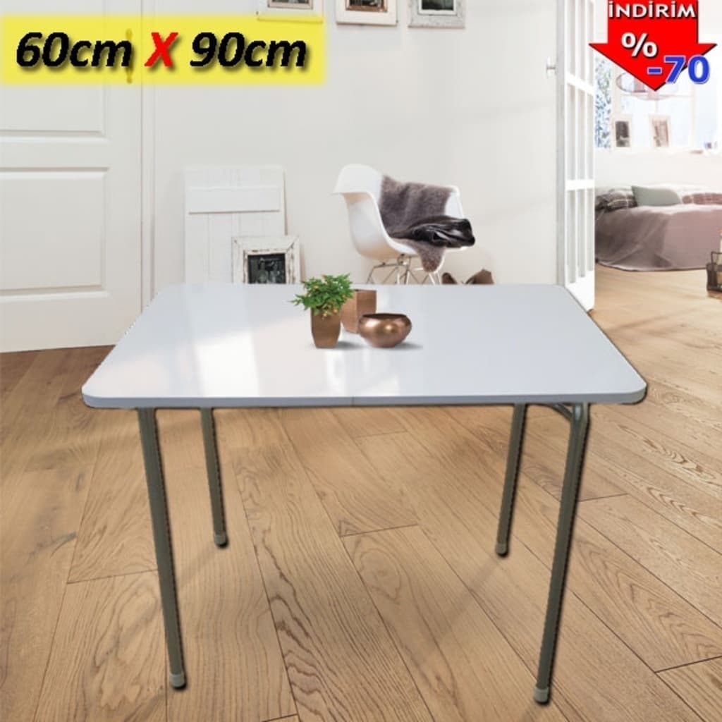 Depolife 60X90 Cm Katlanır Çalışma Masası Yemek Masası Mutfak Masası Beyaz