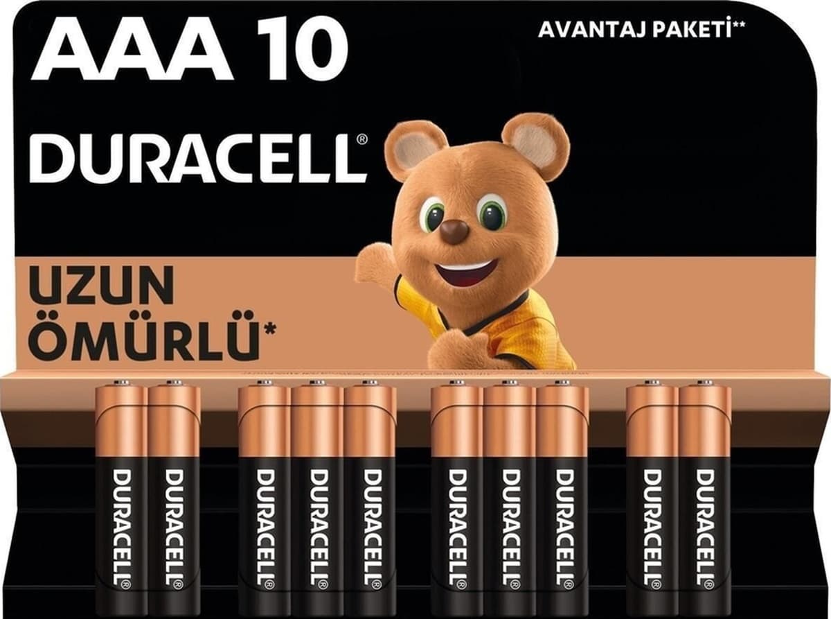 Duracell LR03/MN2400 1.5 V AAA Alkalin İnce Kalem Pil 10’lu