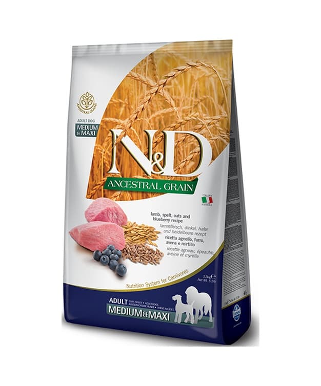 N&D Düşük Tahıllı Kuzu Etli Yaban Mersinli Orta ve Büyük Irk Yetişkin Köpek Maması 12 KG