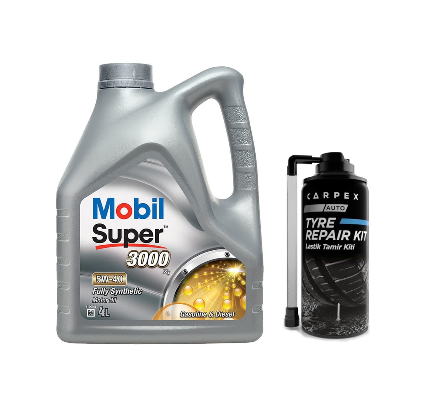 Mobil Super 3000 X1 5W-40 Tam Sentetik Motor Yağı 4 L + Miro Lastik Tamir Kiti 300 ML