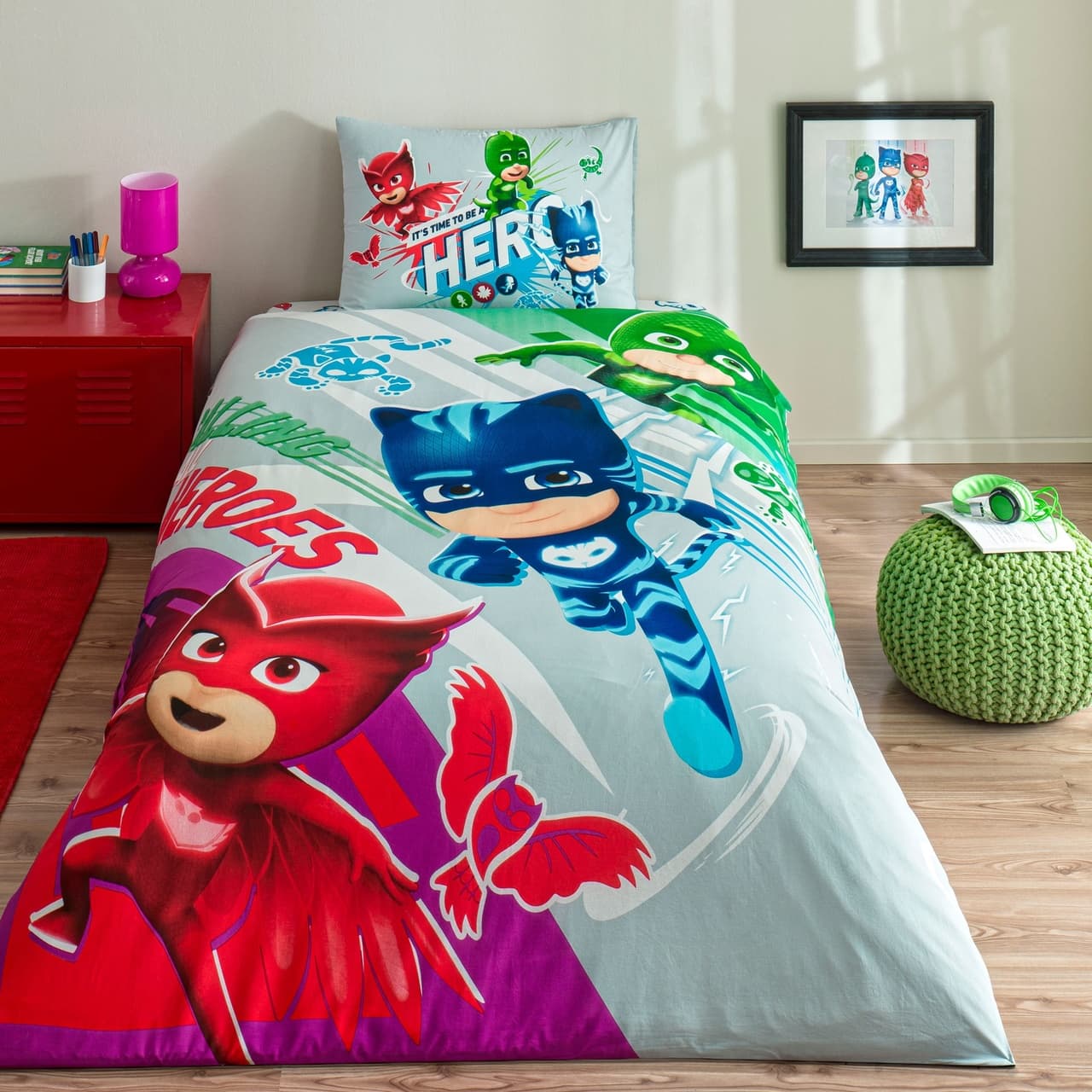 Taç Lisanslı Pj Masks Super Team Pamuk Tek Kişilik Nevresim Takımı 000000001000048891 Çok Renkli