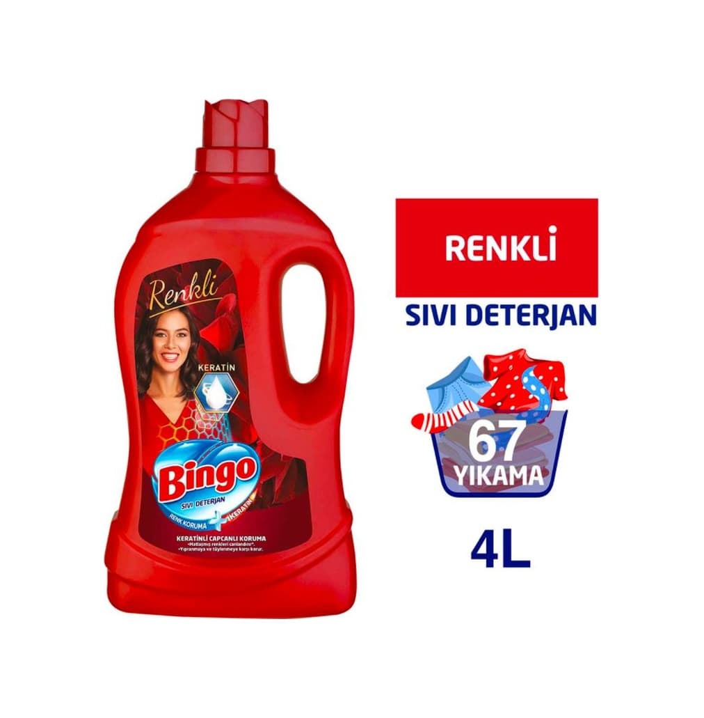 Bingo Renkliler için Sıvı Çamaşır Deterjanı 67 Yıkama 4 L