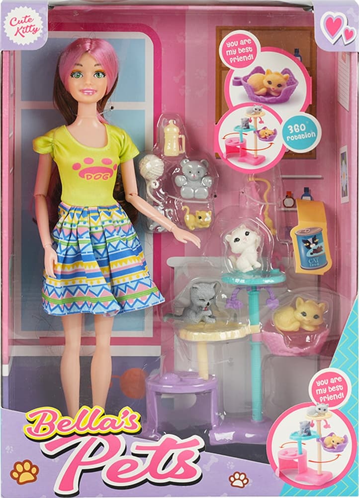 Bella's Pet Oyuncak Bebek Kahverengi Saçlı Yeşil Tişörtlü