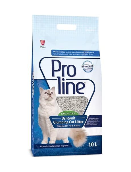 Proline Parfümsüz İnce Taneli Topaklaşan Bentonit Kedi Kumu 2 x 10 L