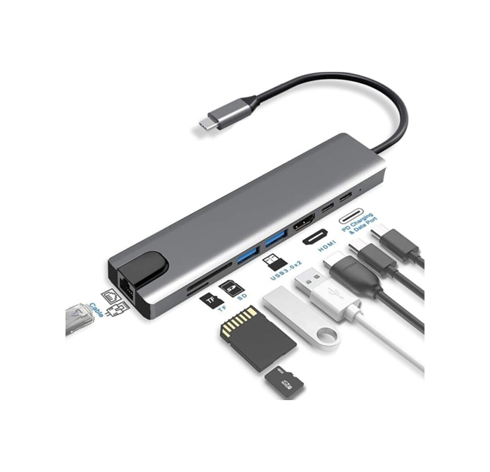 Apple Uyumlu MacBook Pro Air USB Type-C Dönüştürücü Hub