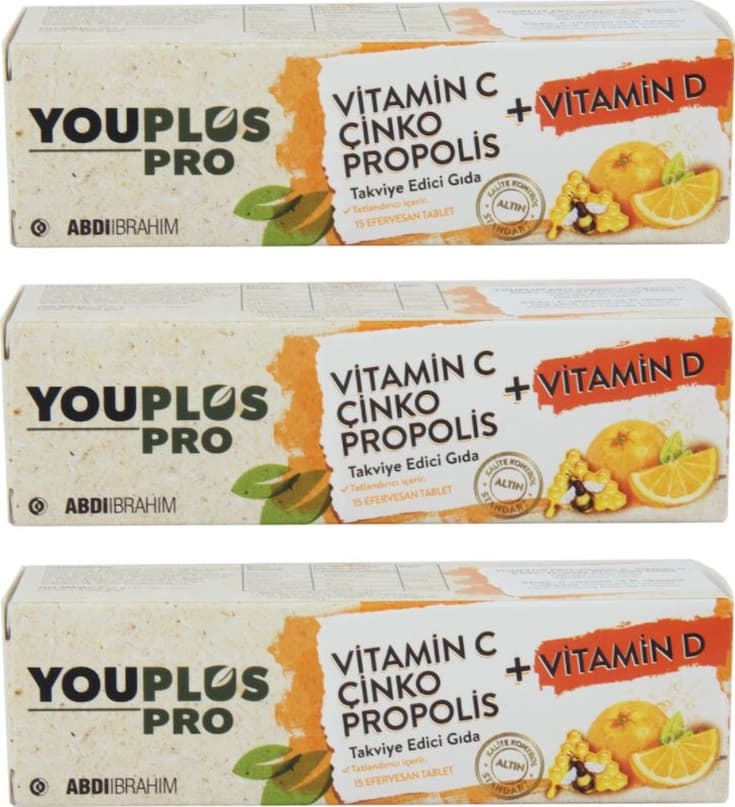 Youplus Pro Vitamin C Çinko Propolis Vitamin D 15 Tablet X 3