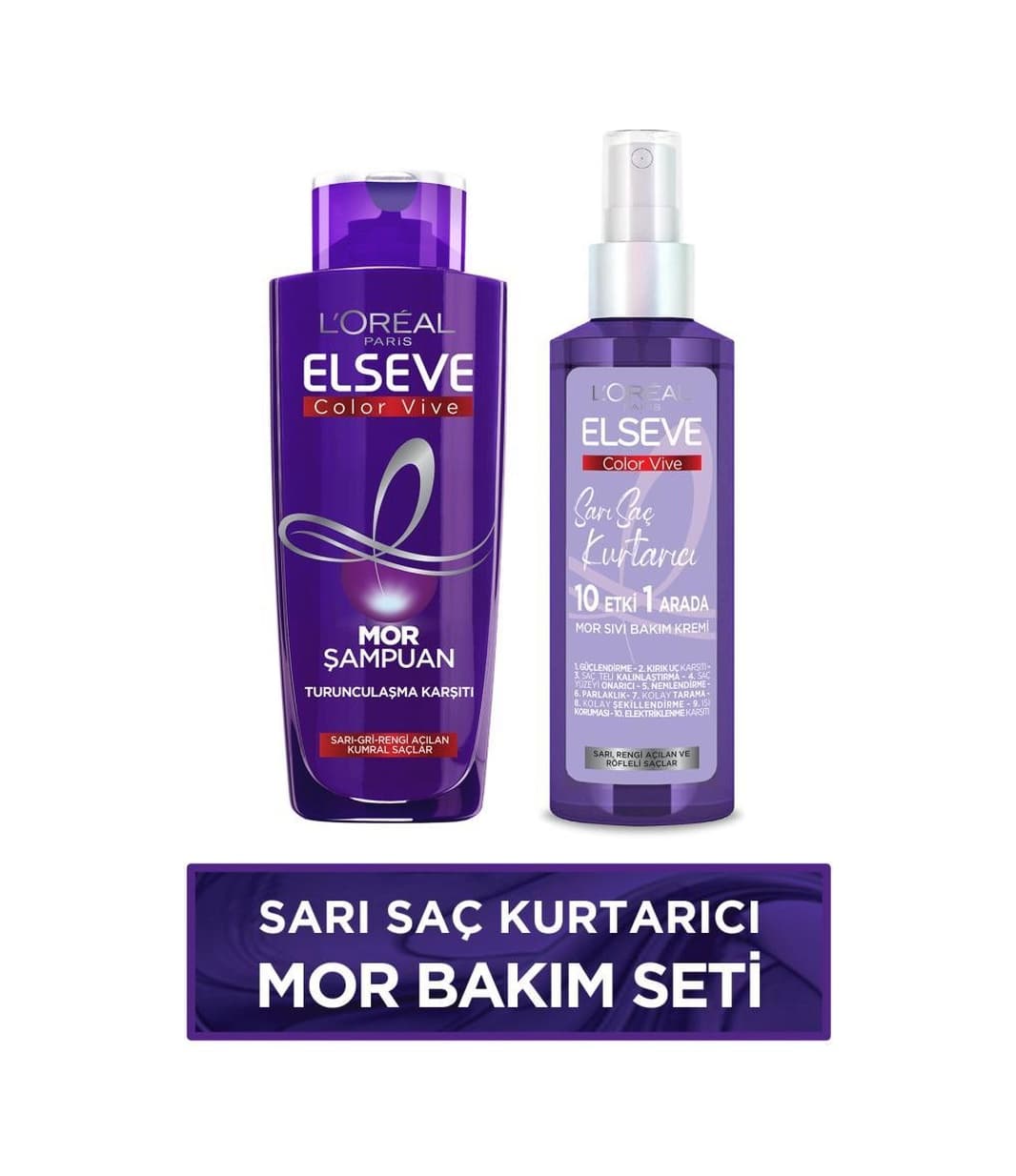 L'Oreal Paris Elseve Sarı Saç Kurtarıcı Mor Bakım Seti Turunculaşma Karşıtı Mor Şampuan & Mor Sıvı Bakım Kremi