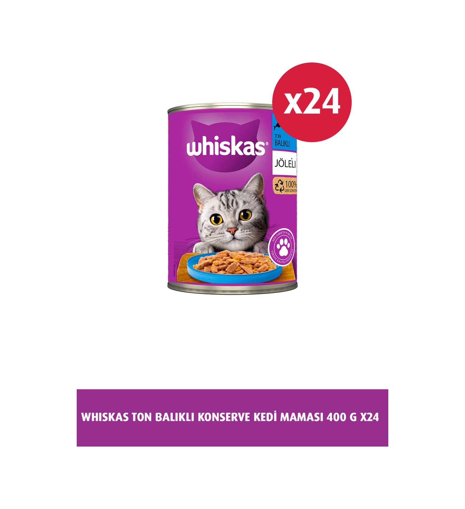 Whiskas Ton Balıklı Jöleli Konserve Yetişkin Kedi Maması 24 x 400 G