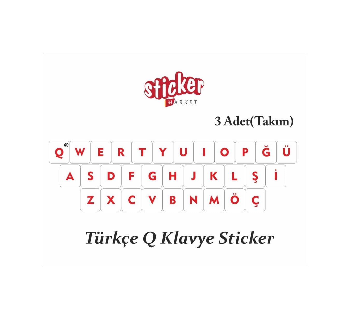 Türkçe Q Klavye Sticker Çıkartma 3 Adet(Takım)