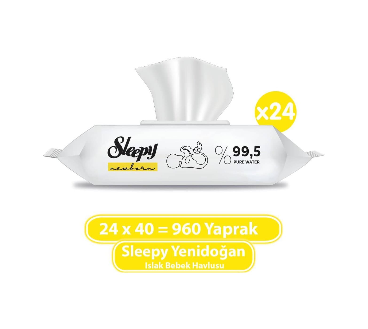 Sleepy Yenidoğan Islak Bebek Havlusu 24 X 40 Adet