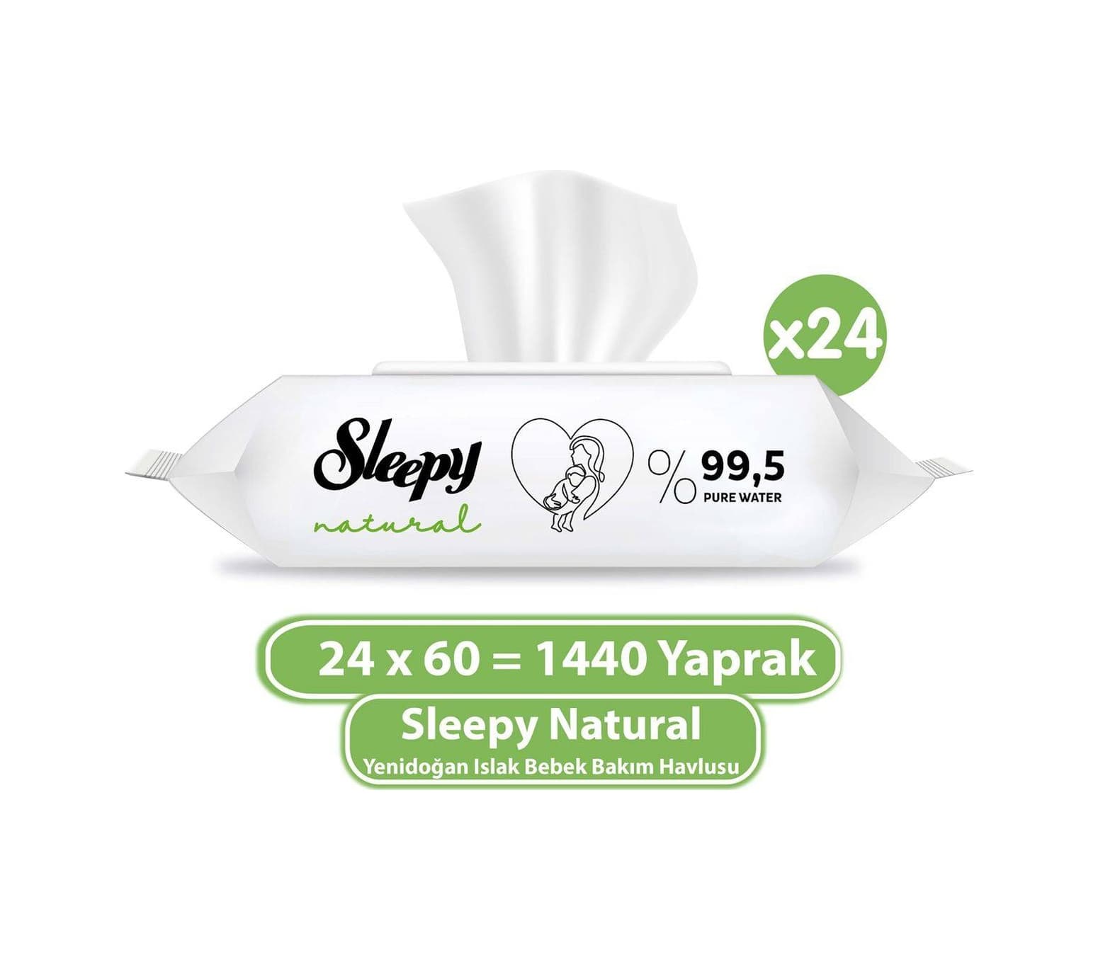 Sleepy Natural Yenidoğan Islak Bebek Bakım Havlusu 24 X 60'Lı