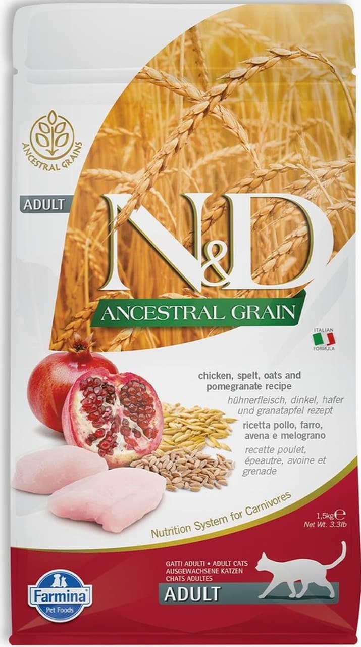 N&D Düşük Tahıllı Tavuklu ve Narlı Kısırlaştırılmış Yetişkin Kedi Maması 5 KG