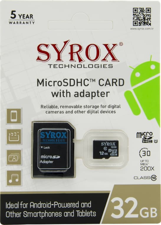Syrox 32 GB MicroSDHC Class 10 UHS-I Hafıza Kartı + Adaptör