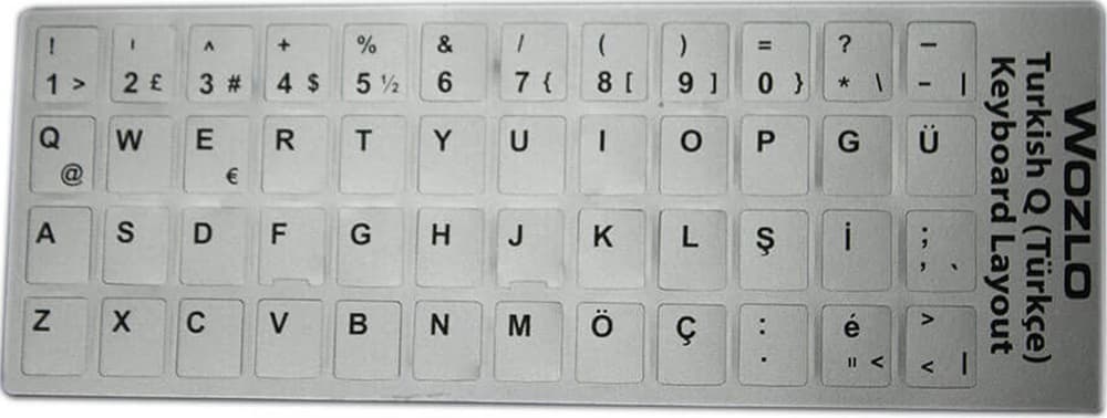 Laptoplar Için Türkçe (Q) Klavye Sticker Gri