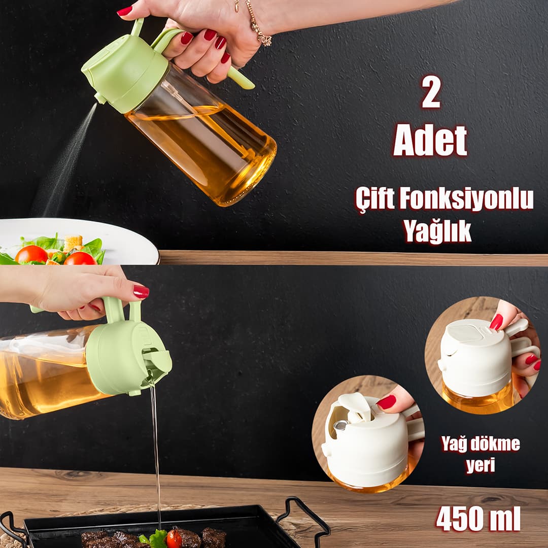 Porsima Alk-1900 2 Li Çok Amaçlı Cam Sprey Şişe Yağlık Yağdanlık