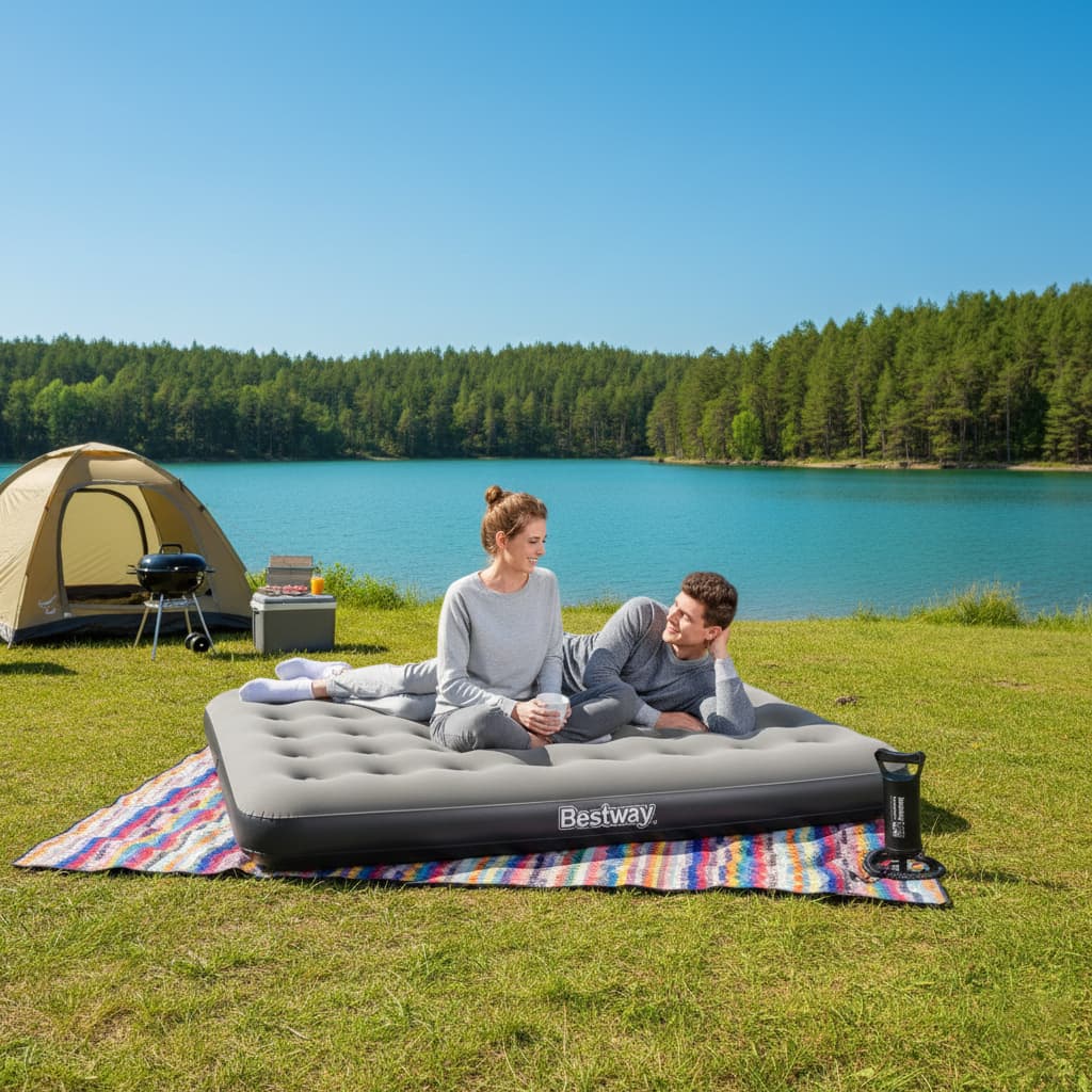 Bestway Ultra Queen 2 Kişilik Şişme Yatak + El Pompası Hediyeli 191x137x22cm 671gz Bw143 Gri