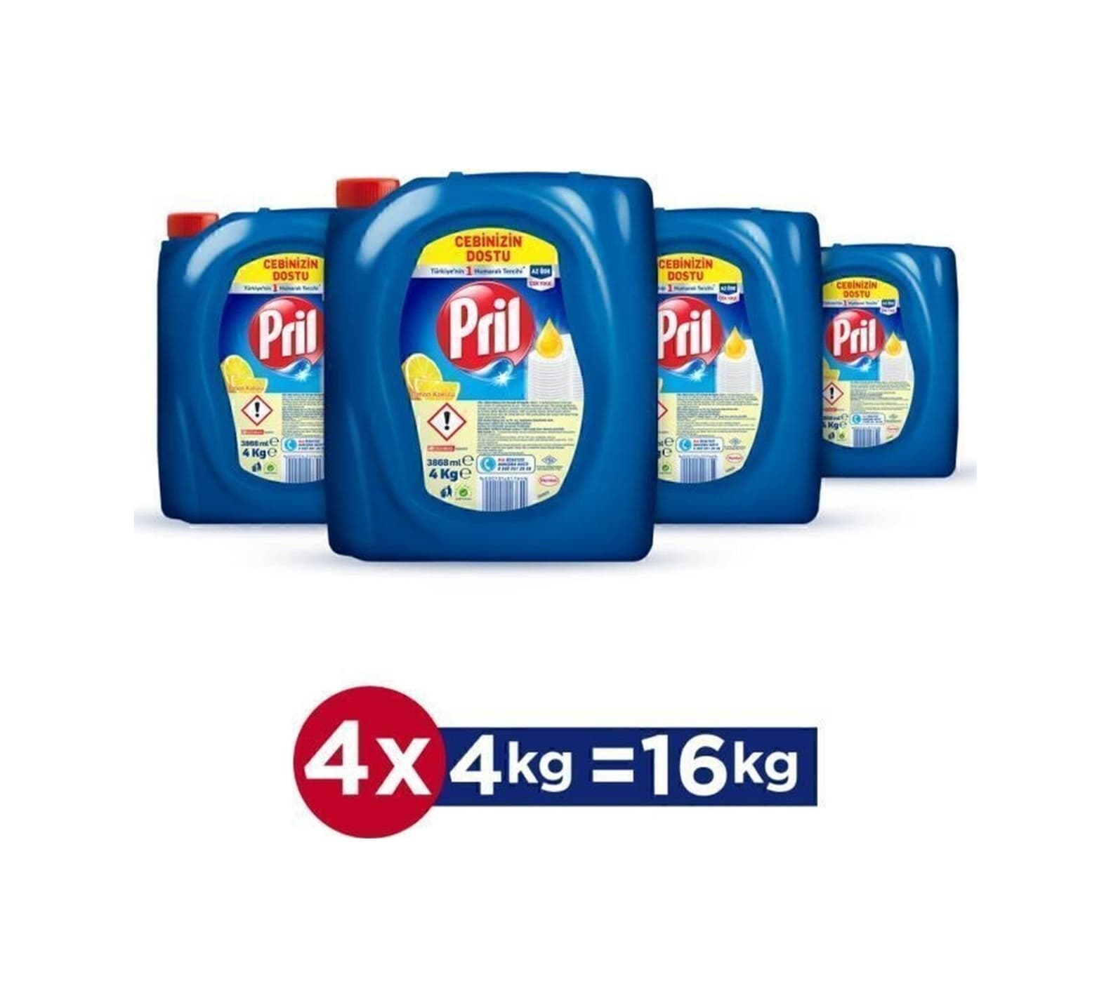 Pril Elde Yıkama Sıvı Bulaşık Deterjanı 4 x 4 KG Limon