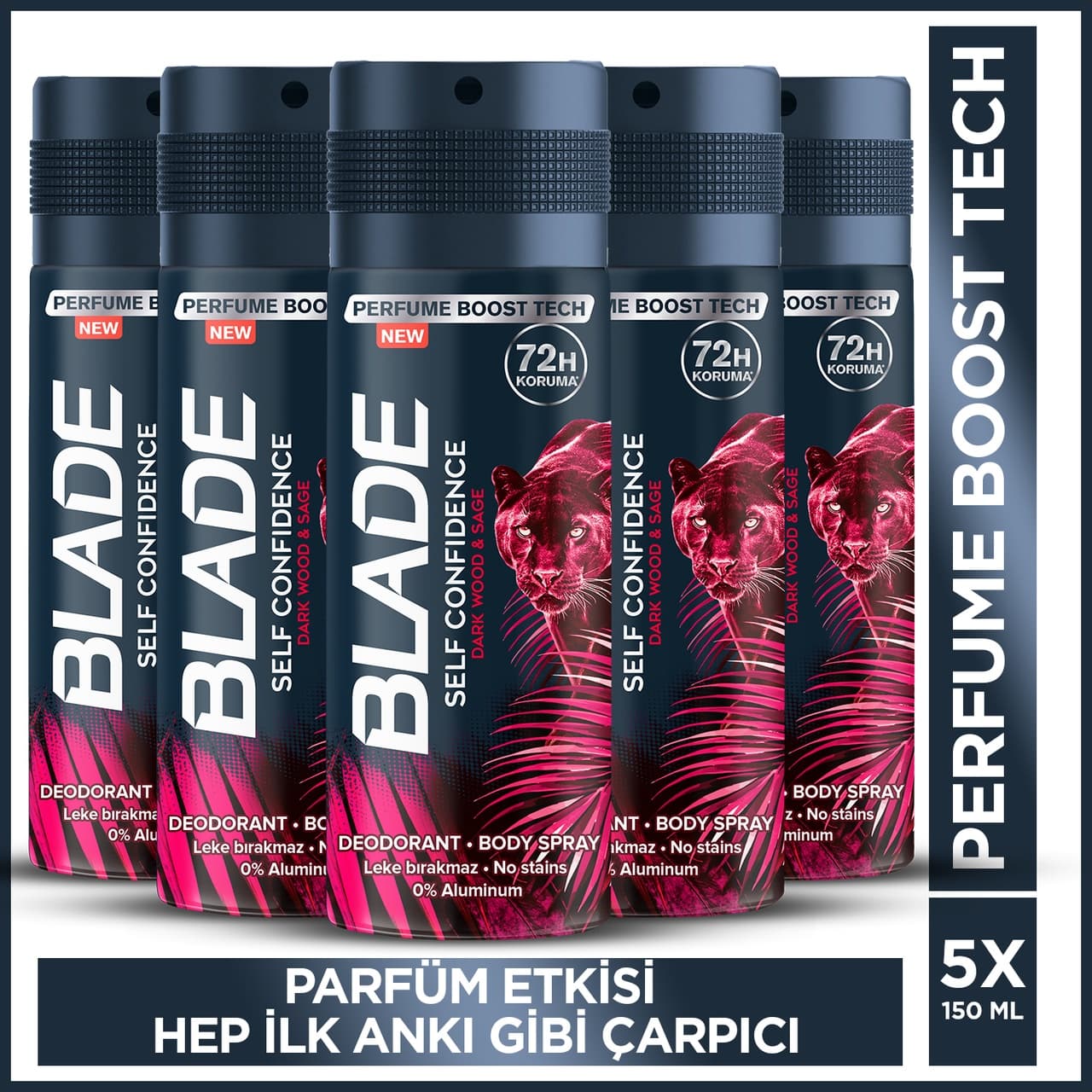Blade Self Confidence Erkek Alüminyumsuz Deodorant 5x150 Ml