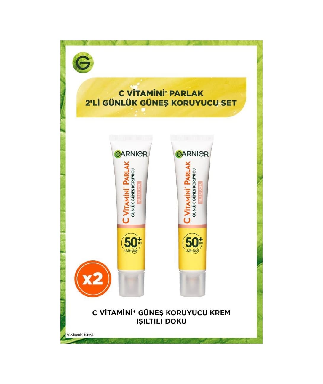 Garnier C Vitamini Parlak Işıltılı Doku Koruyucu Güneş Kremi SPF50+ 2 x 40 ML
