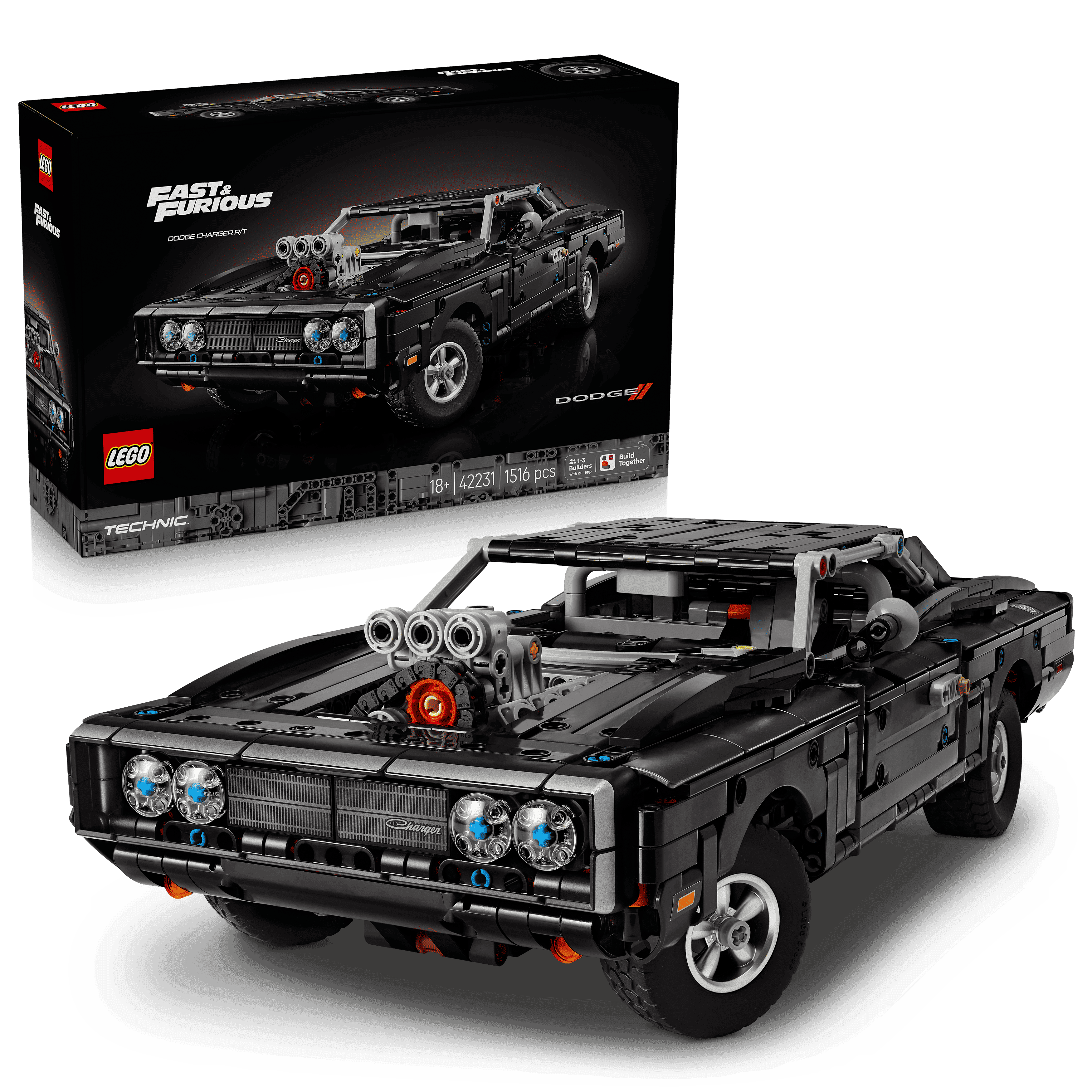 LEGO® Technic Fast and Furious Dodge Charger R/T Araba 42231 - Yetişkinler için V8 Motor İçeren Model Yapım Seti (1516 Parça)