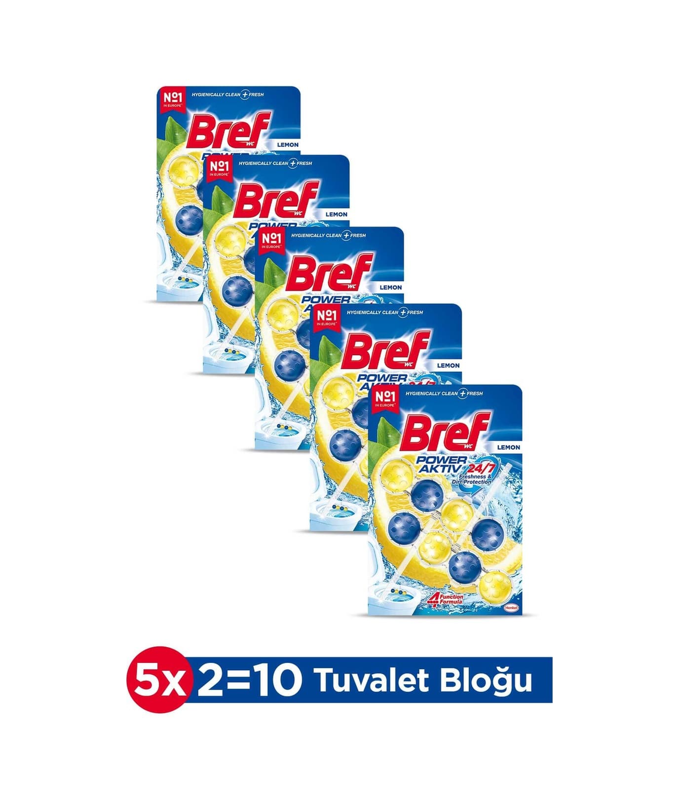 Bref WC Power Aktiv Duopack Katı Tuvalet Bloğu Limon 5 x 2'li Paket