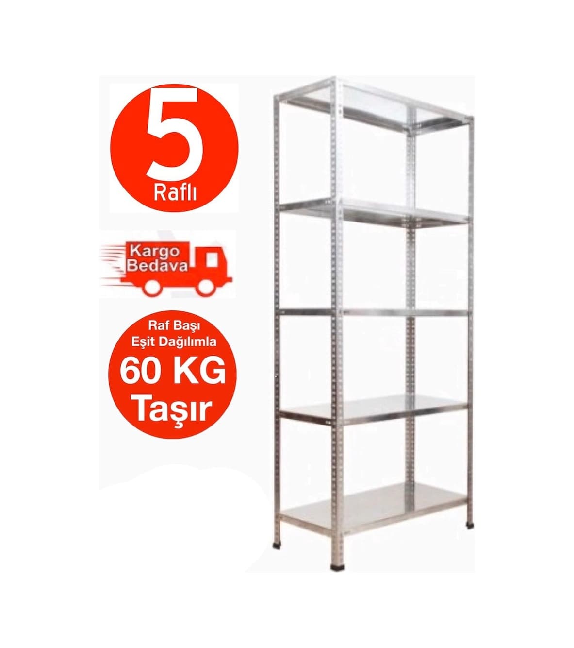 Açıkmağazam Galvanizraf 5 Katlı Galvaniz Çelik Raf Arşiv Depo Rafı