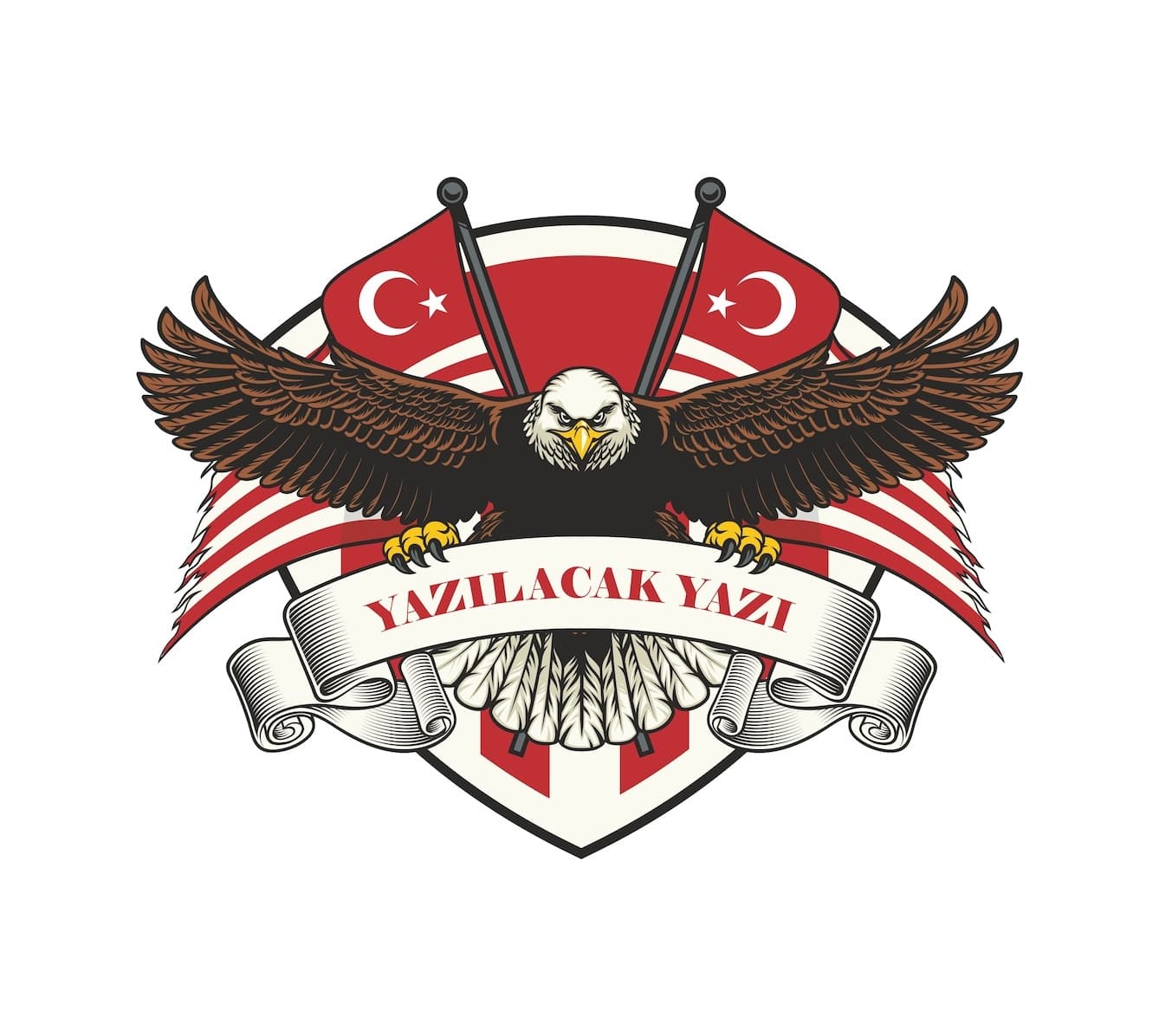 Türk Bayrağı Kişiye Özel Kartal Sticker 02011