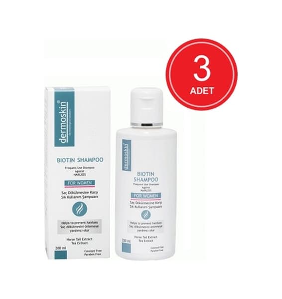 Dermoskin Kadınlar için Saç Dökülmesine Karşı Biotin Şampuan 3 x 200 ML