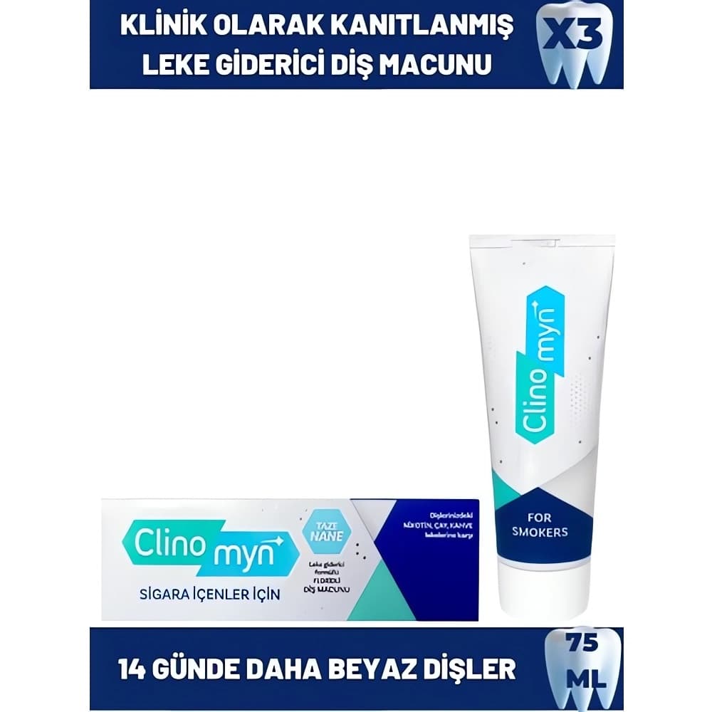 Clinomyn Smokers Sigara İçenler için Diş Beyazlatan Diş Macunu 75 ML x 3